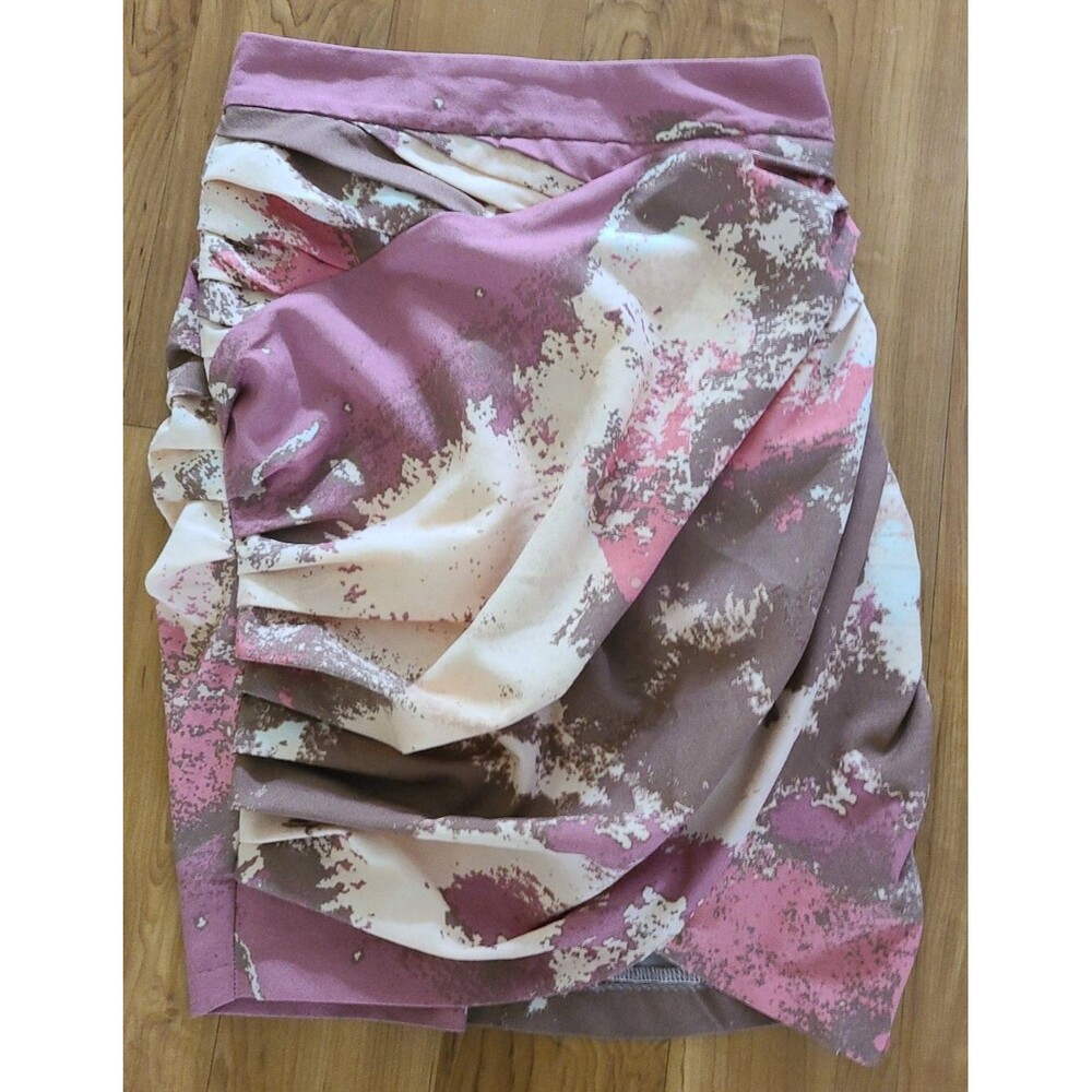 H&M womens Sexy Tulip Skirt Stretch Bodycon Mini Ruched Asymmetrical Sz 2